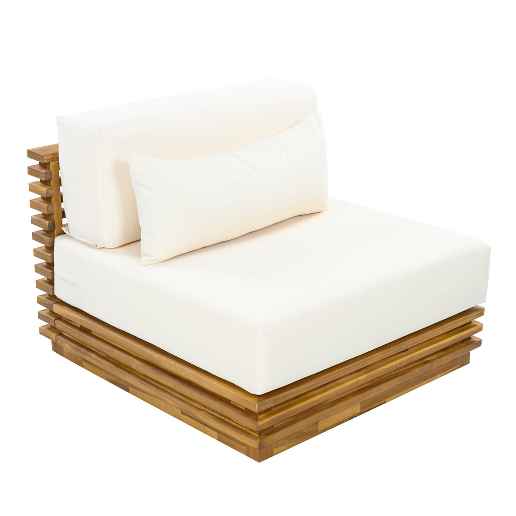 Oversized Outdoor Club Chair with Acacia Wood Frame
