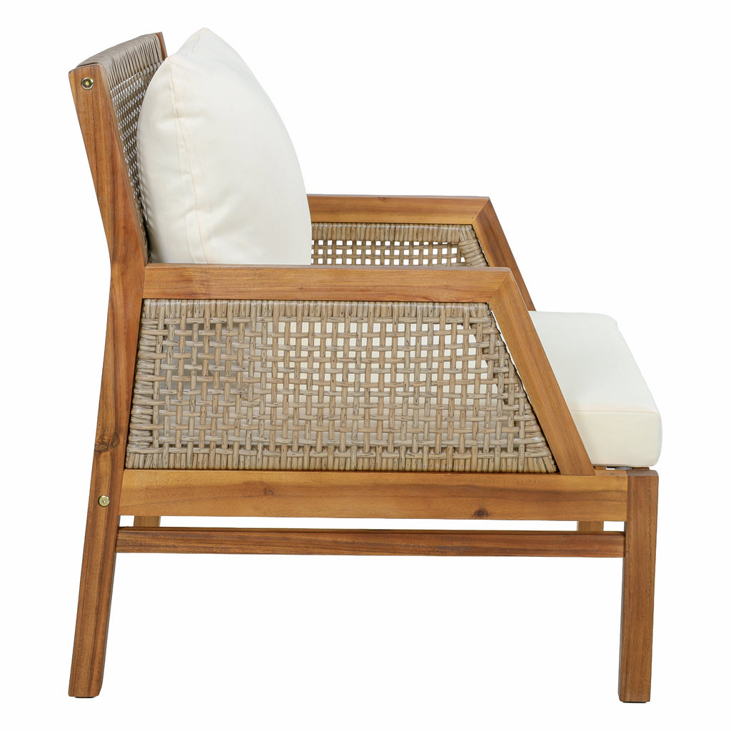 2 Piece Acacia Wood Patio Furniture Club Chair Set