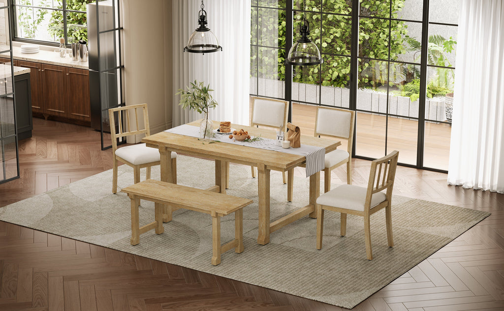 Trexm 6-Piece Farmhouse Dining Set for 6