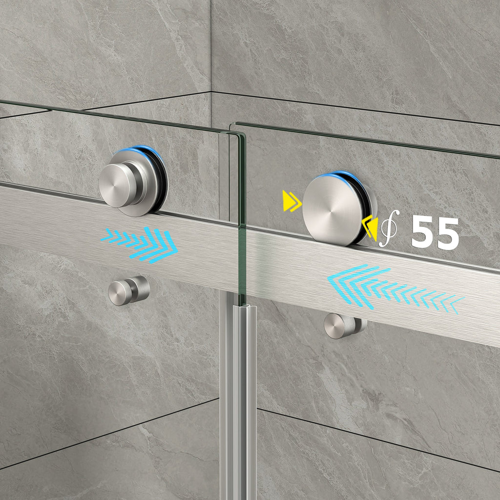 55"-60" W x 76" H Brushed Shower Door