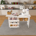 4-in-1 Folding Sewing Table with Lockable Wheels