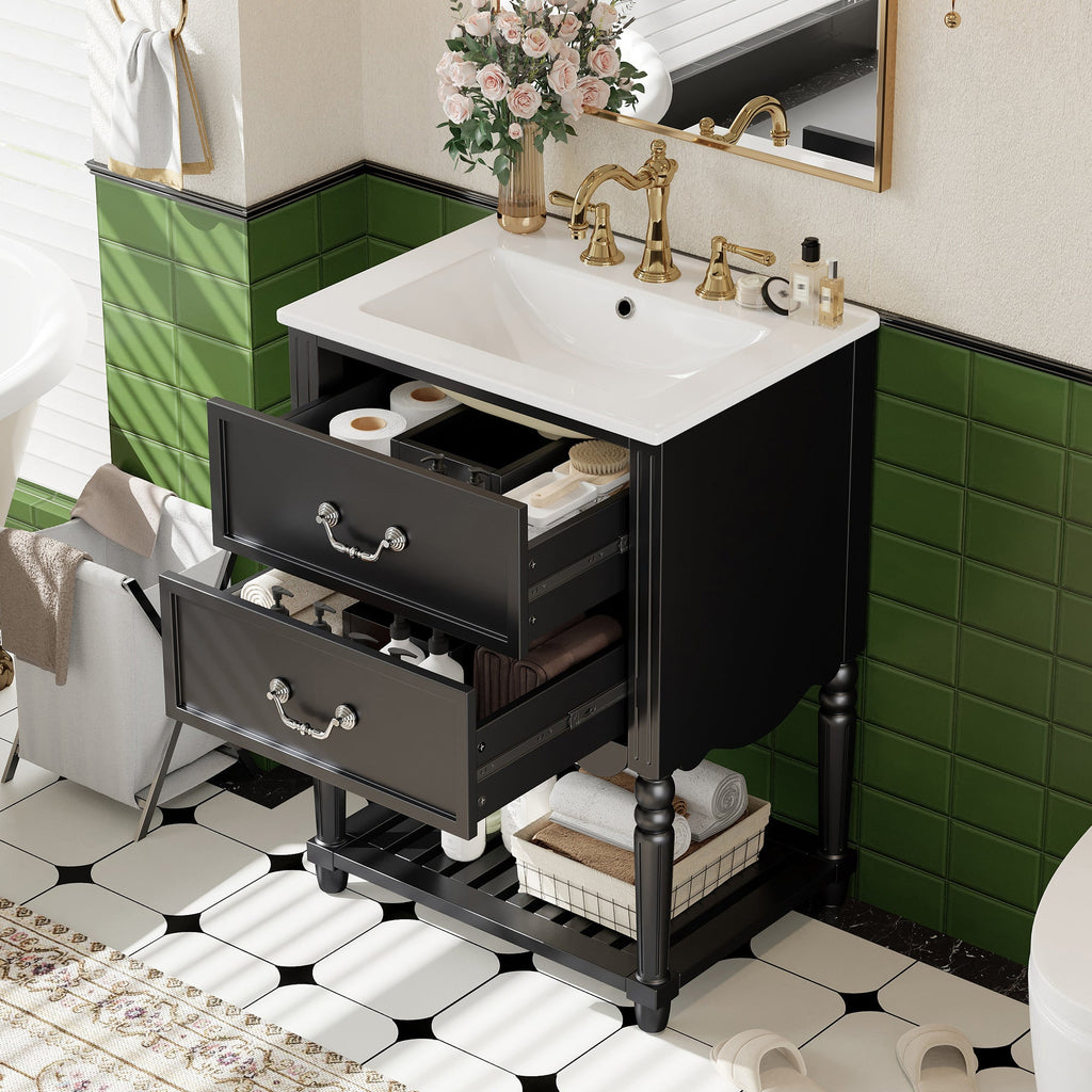 24" Bathroom Vanity with Ceramic Sink