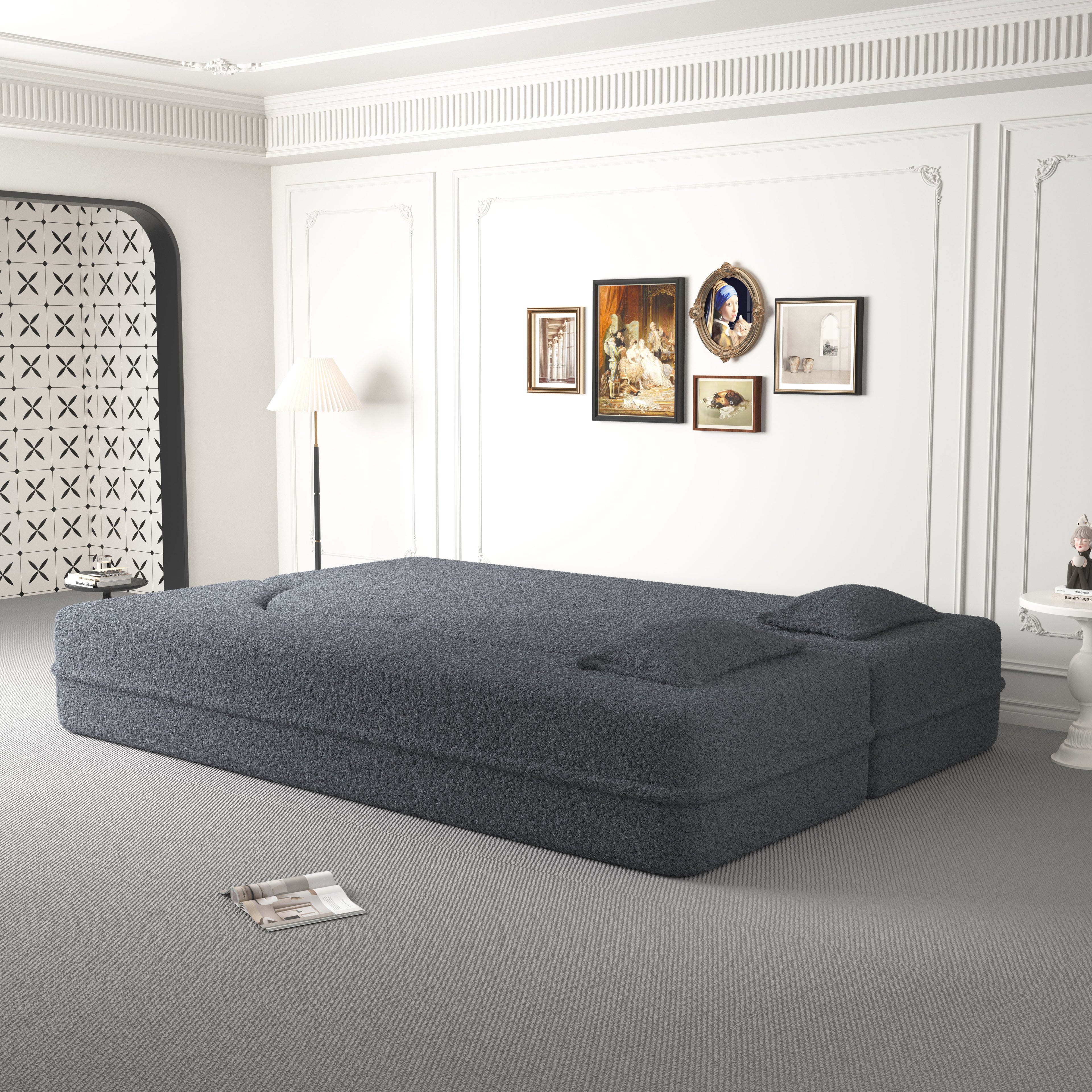 Modern Floor Sofa with 2 Pillows