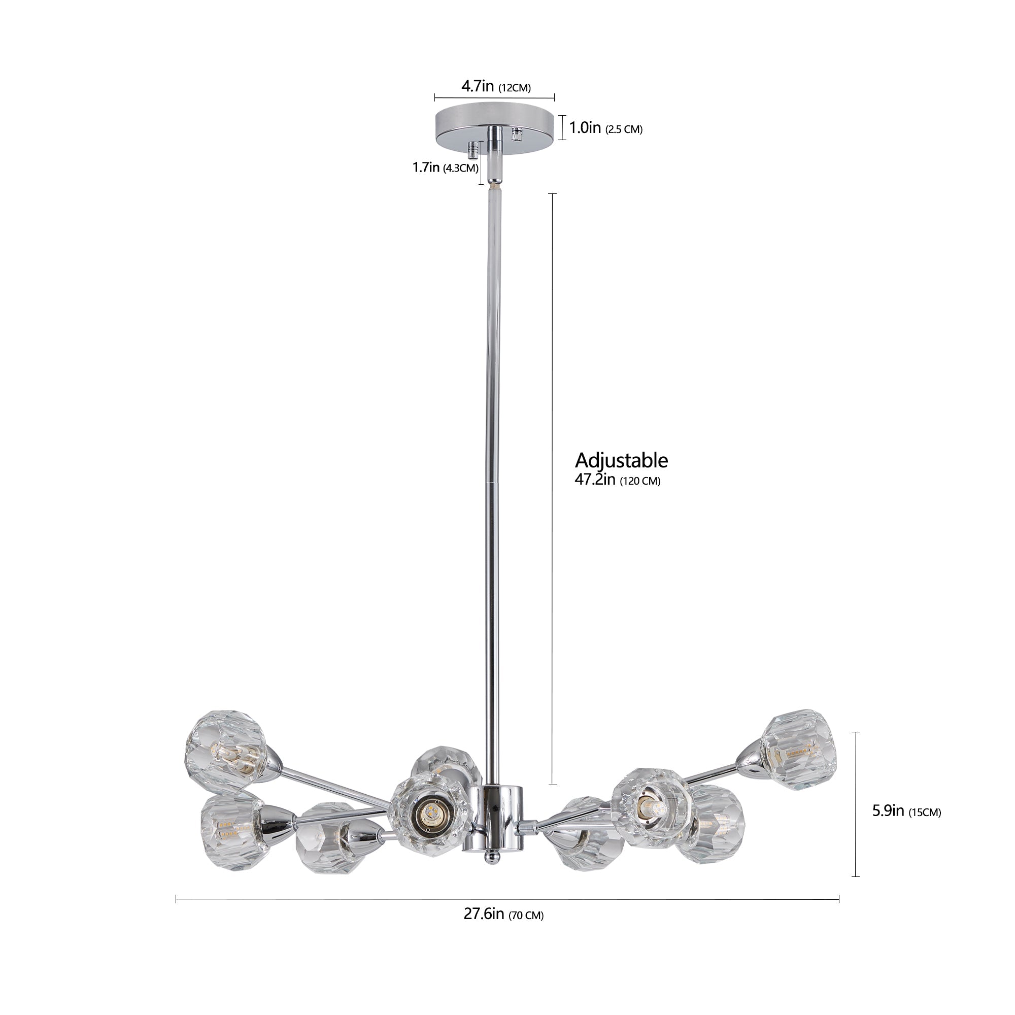 28" Modern Crystal Chandeliers with 9 Lights