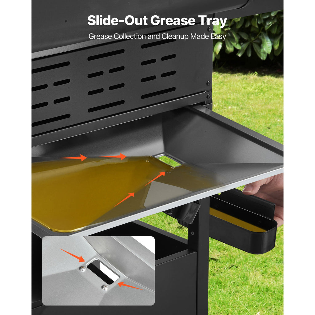 4 Burner Propane Gas Grill with Side Burner