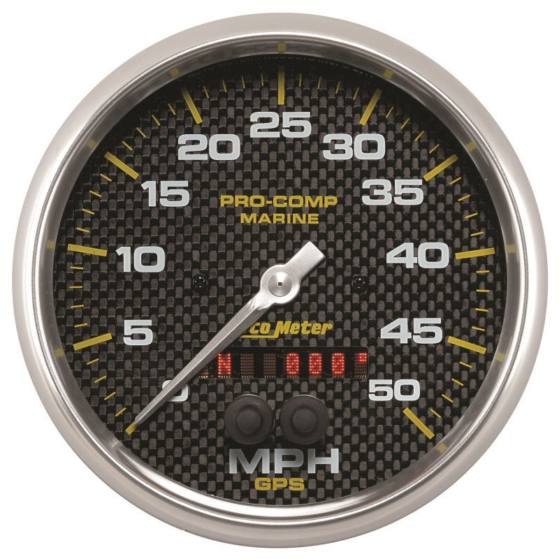 AutoMeter Speedometer Gauge 5 inch 50MPH GPS Marine Carbon Fiber 200644-40