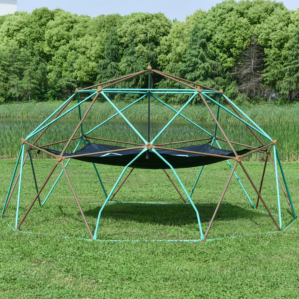 12ft Geometric Dome Climber Play Center, Kids Climbing Dome Tower with Hammock
