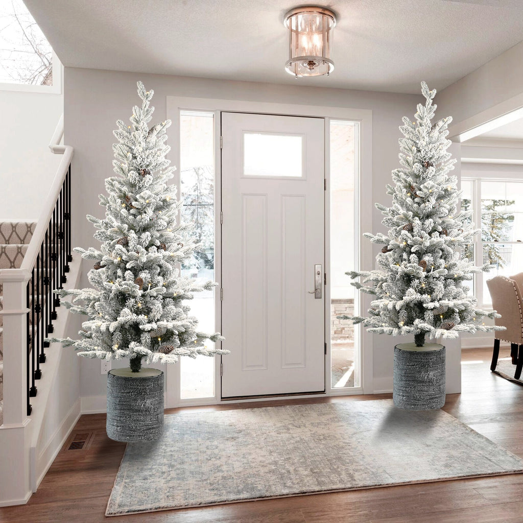 2FT Flocked Christmas Tree with Pot Base, 30 Warm