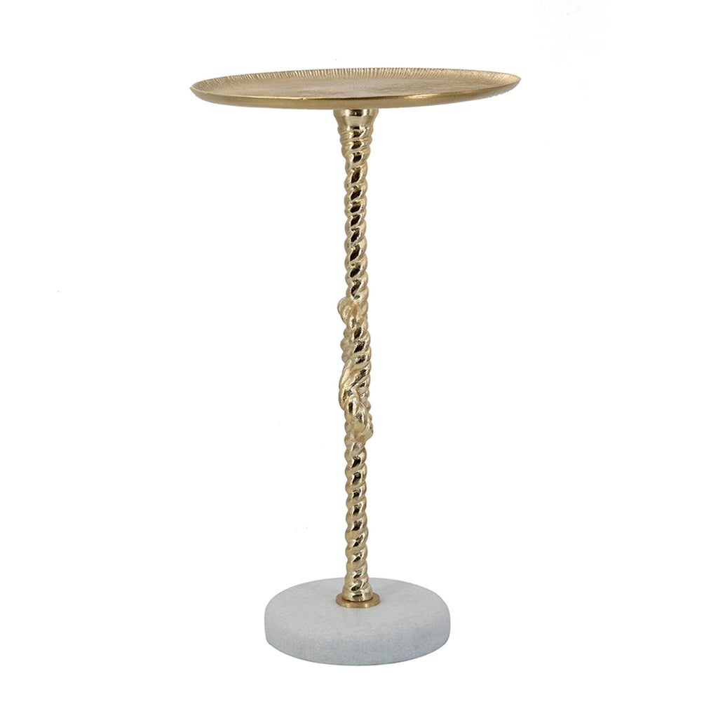 Elegant Round Side Table With Marble Base