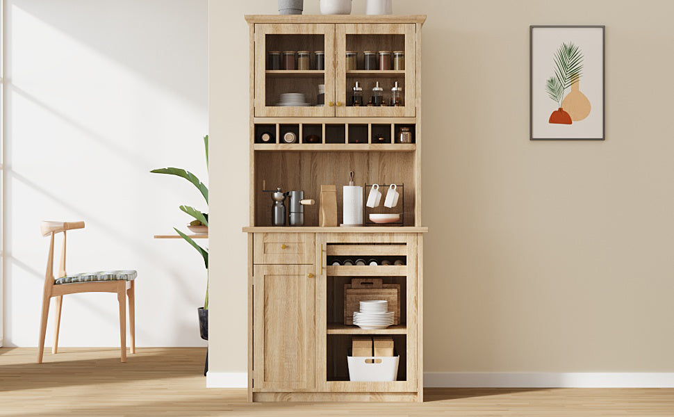 TOPMAX Farmhouse Freestanding Buffet with Hutch