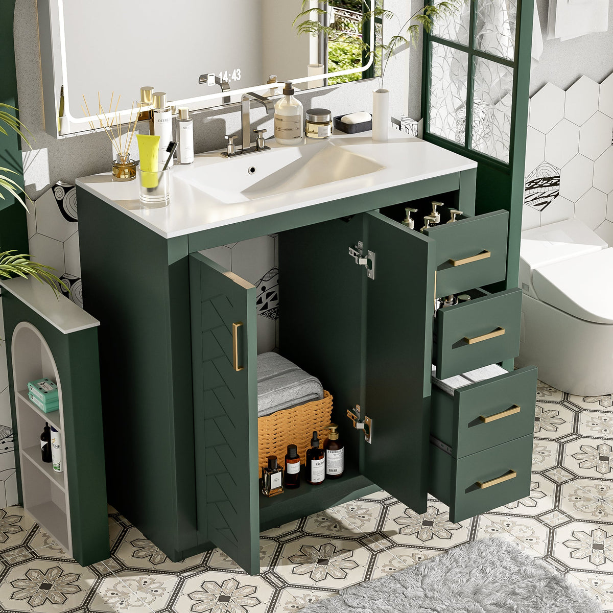 36'' Bathroom Vanity with Ceramic Sink Combo