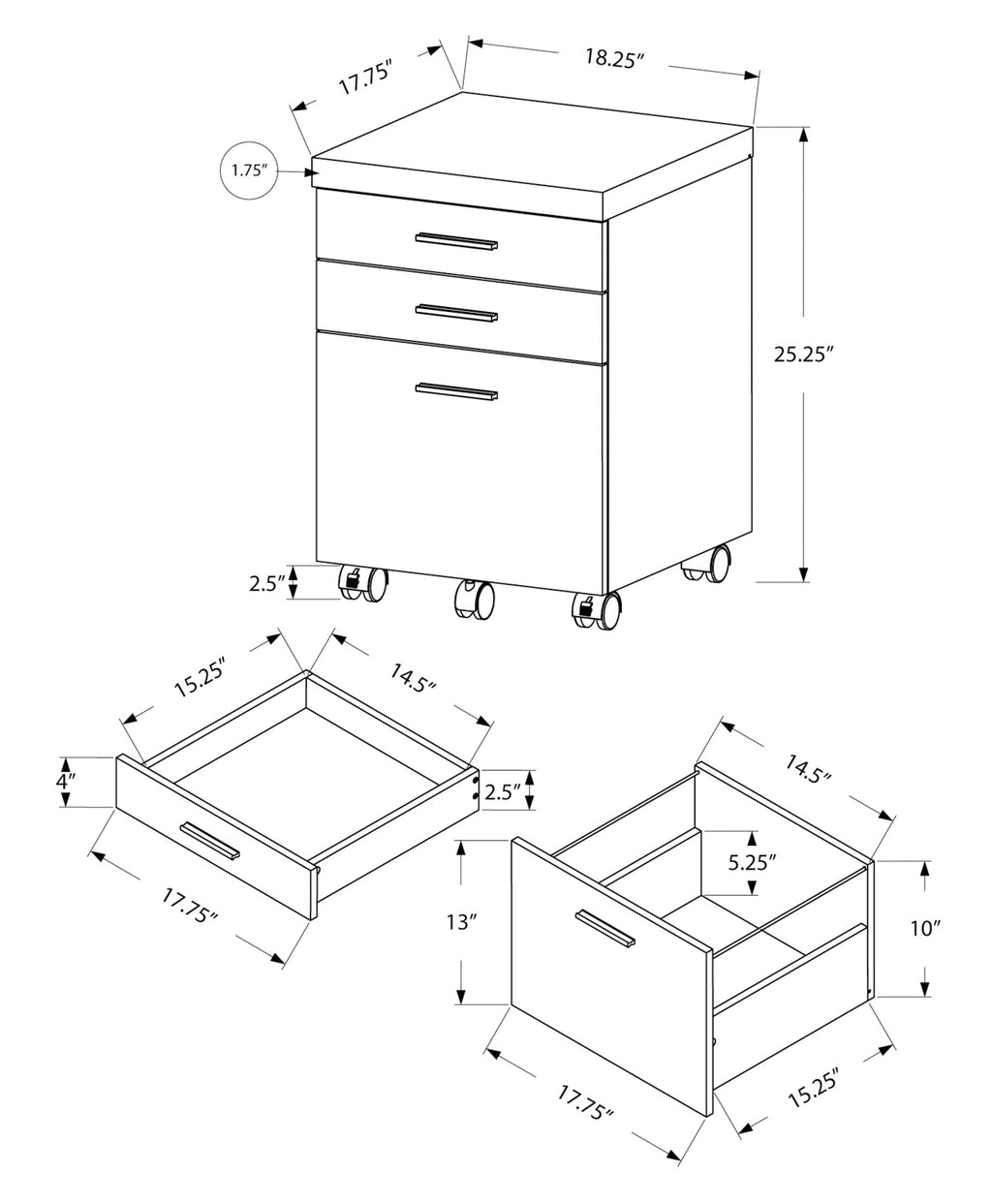 Rolling Mobile File Cabinet