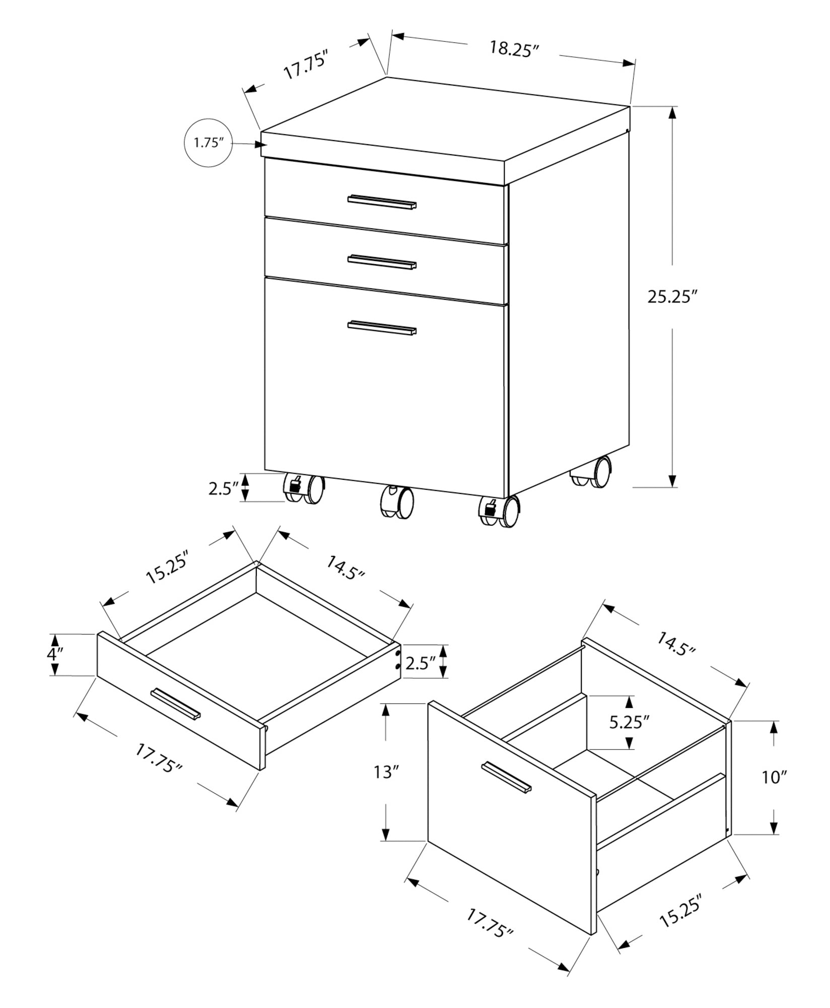 Rolling Mobile File Cabinet