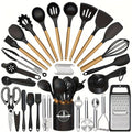 Wooden-Handle Silicone Kitchen Tool Set