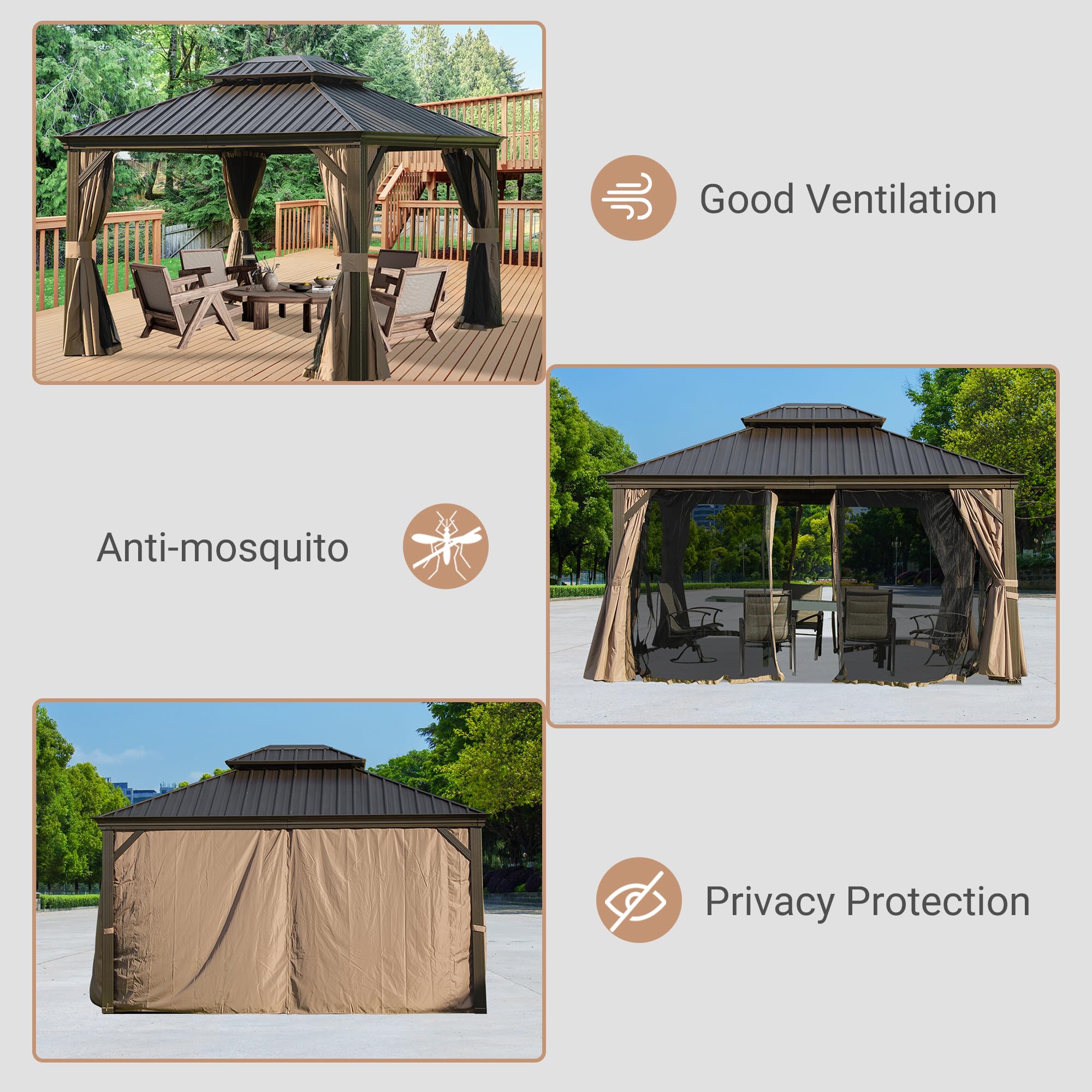 10' x 12' Hardtop Gazebo Permanent Metal Gazebo