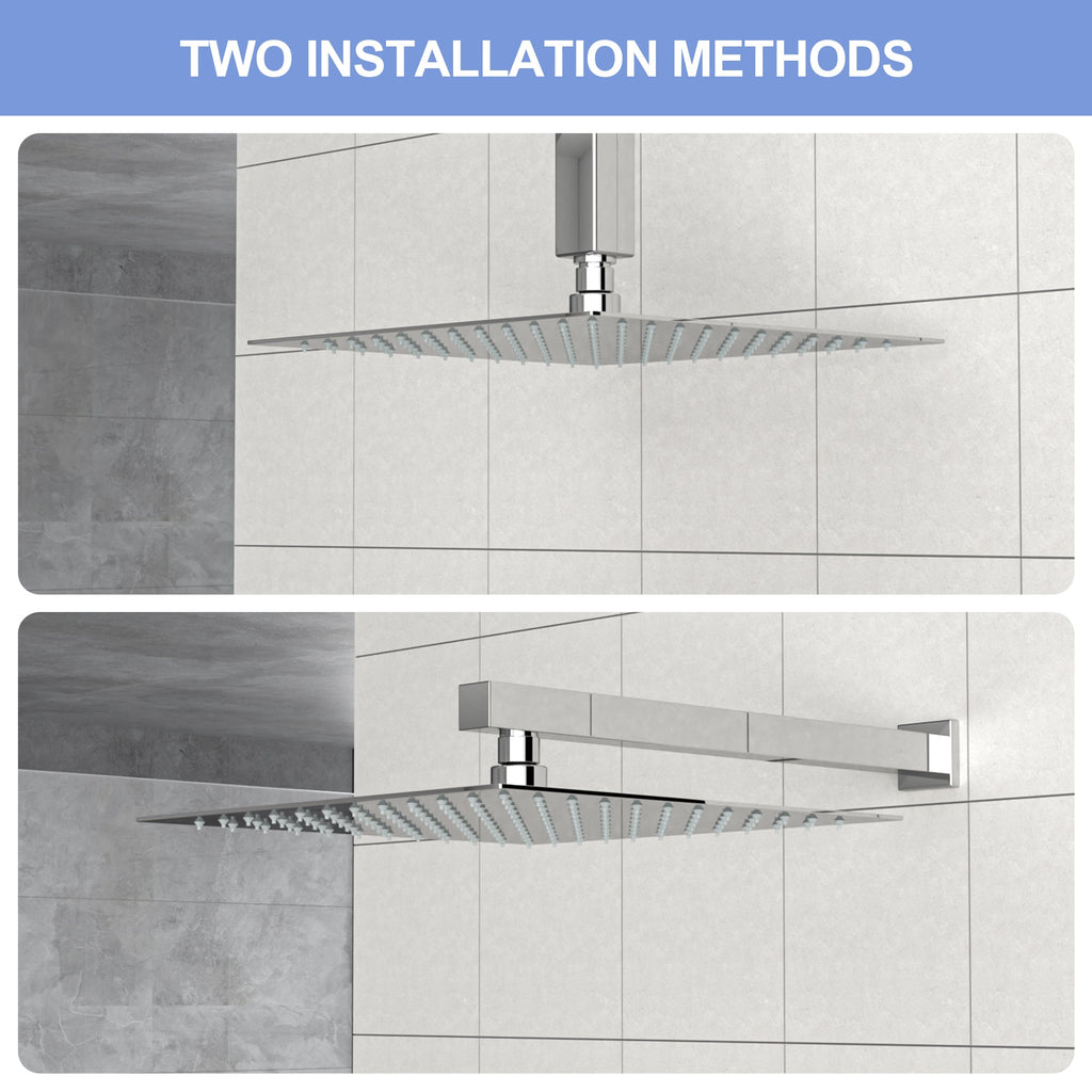 10" Square Rainfall Shower Head, Wall/Ceiling Mounted