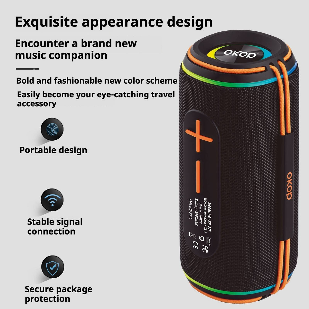 KP-827 Best-Selling Portable Outdoor Bluetooth Speaker High-Power Dual-Driver Stereo Subwoofer With Card Slot And Heavy Bass