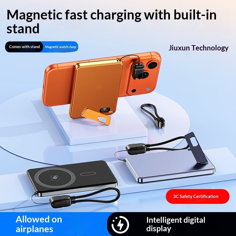 Ultra-thin Aluminum Alloy Magnetic Wireless Charging External Battery Power Bank