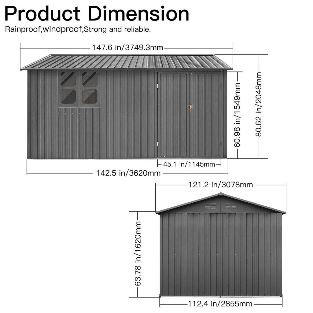 12x10 Ft Metal Garden Sheds