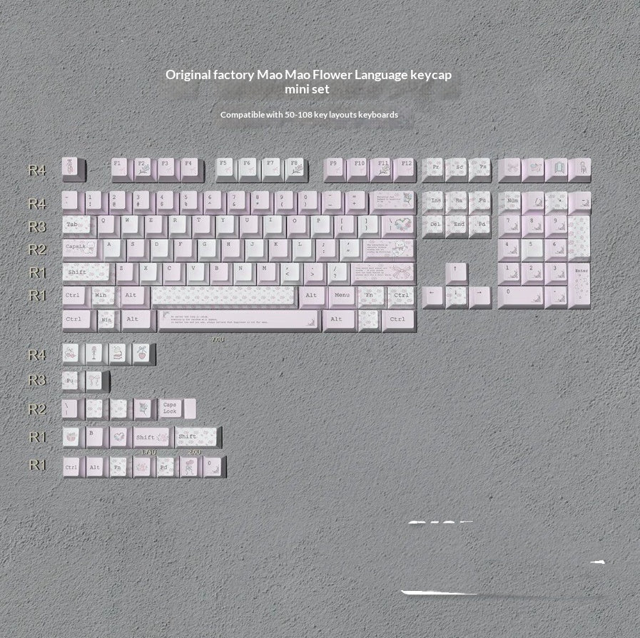 Cat Flower Language Keycaps PBT Material