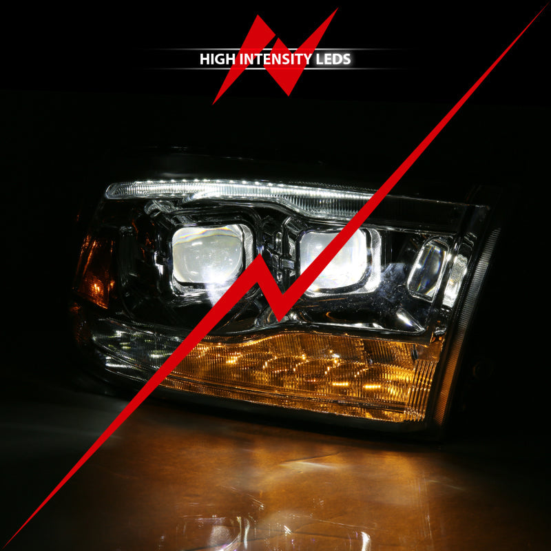 ANZO 16-18 Chevrolet Silverado 1500 LED Projector Headlights w/Plank Style Switchback Chrome w/Amber 111421