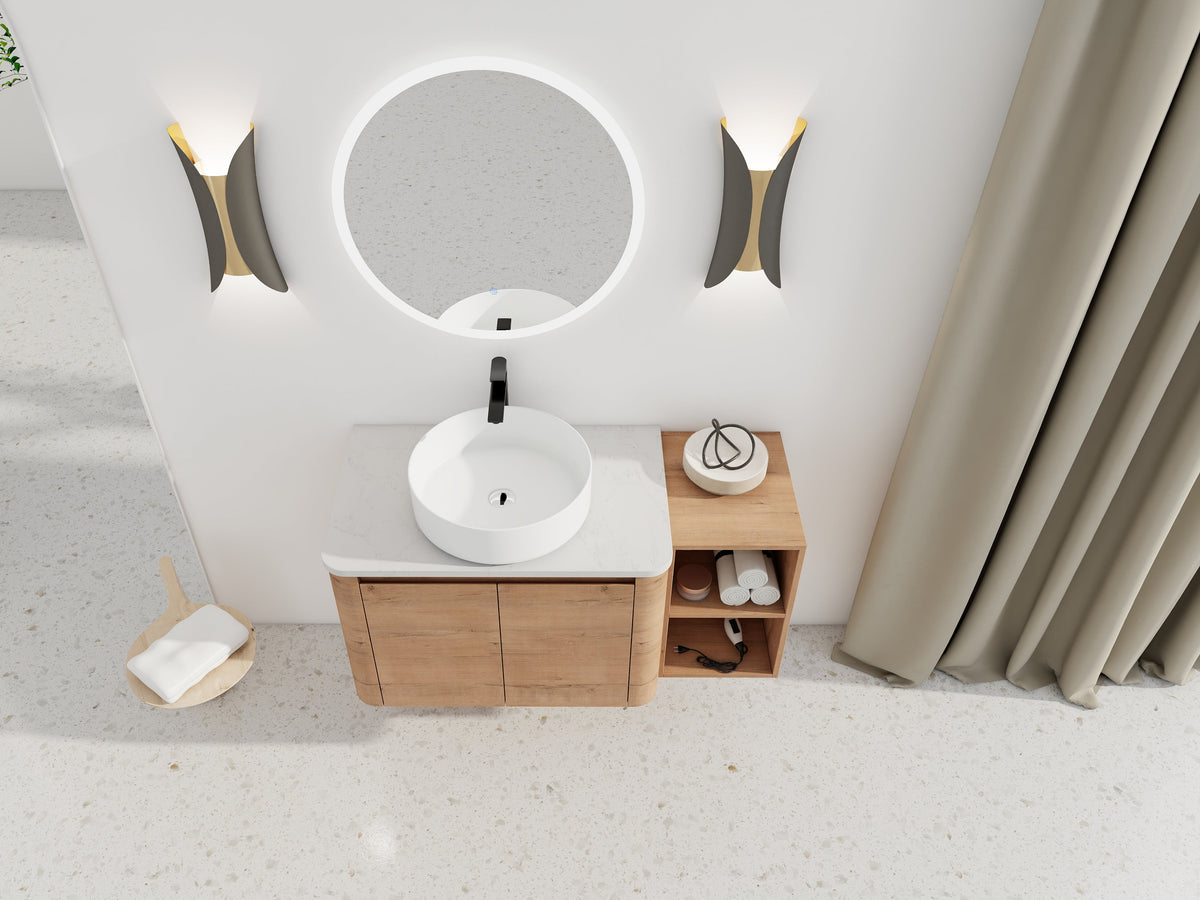 42'' Wall-Mounted Bathroom Vanity With Ceramic Art Sink