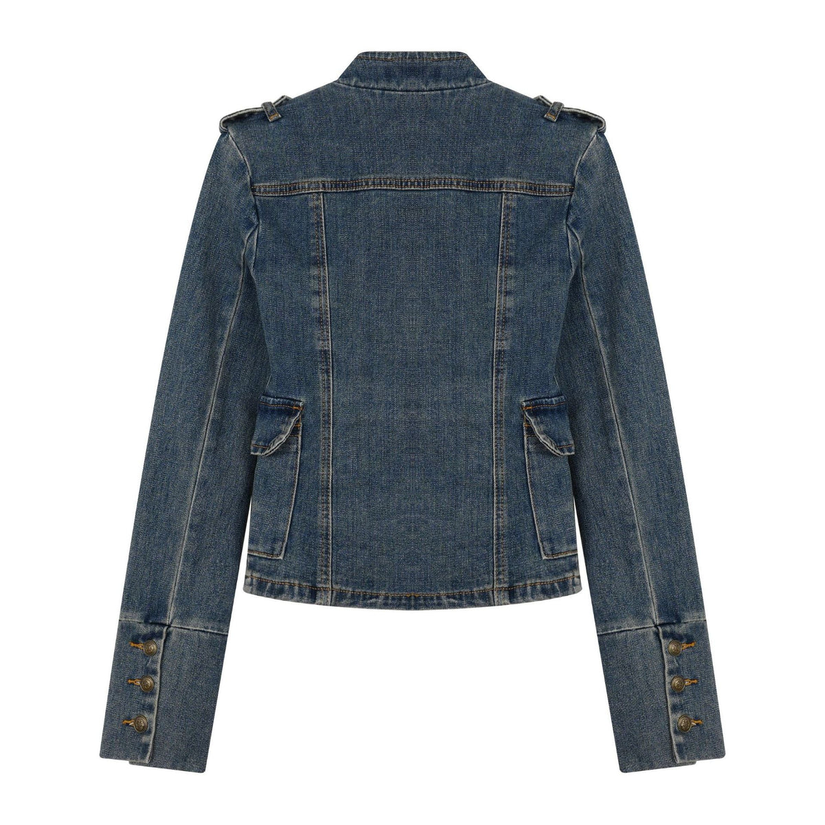 American-Style Retro Court-Style Waist-Cinching Denim Jacket For Women