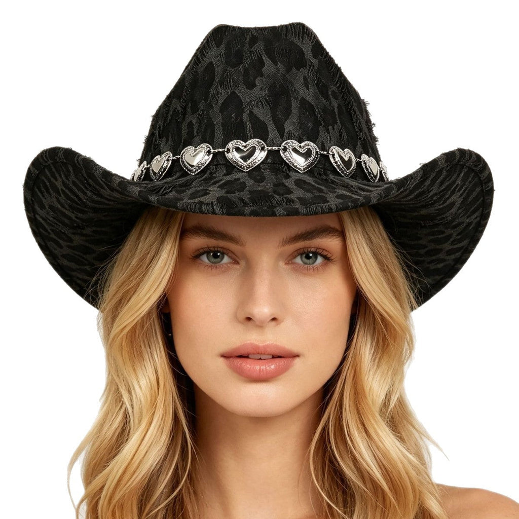 Unisex Black Leopard-print Denim Hat