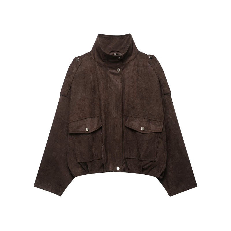 Womens Retro Suede Jacket Coat