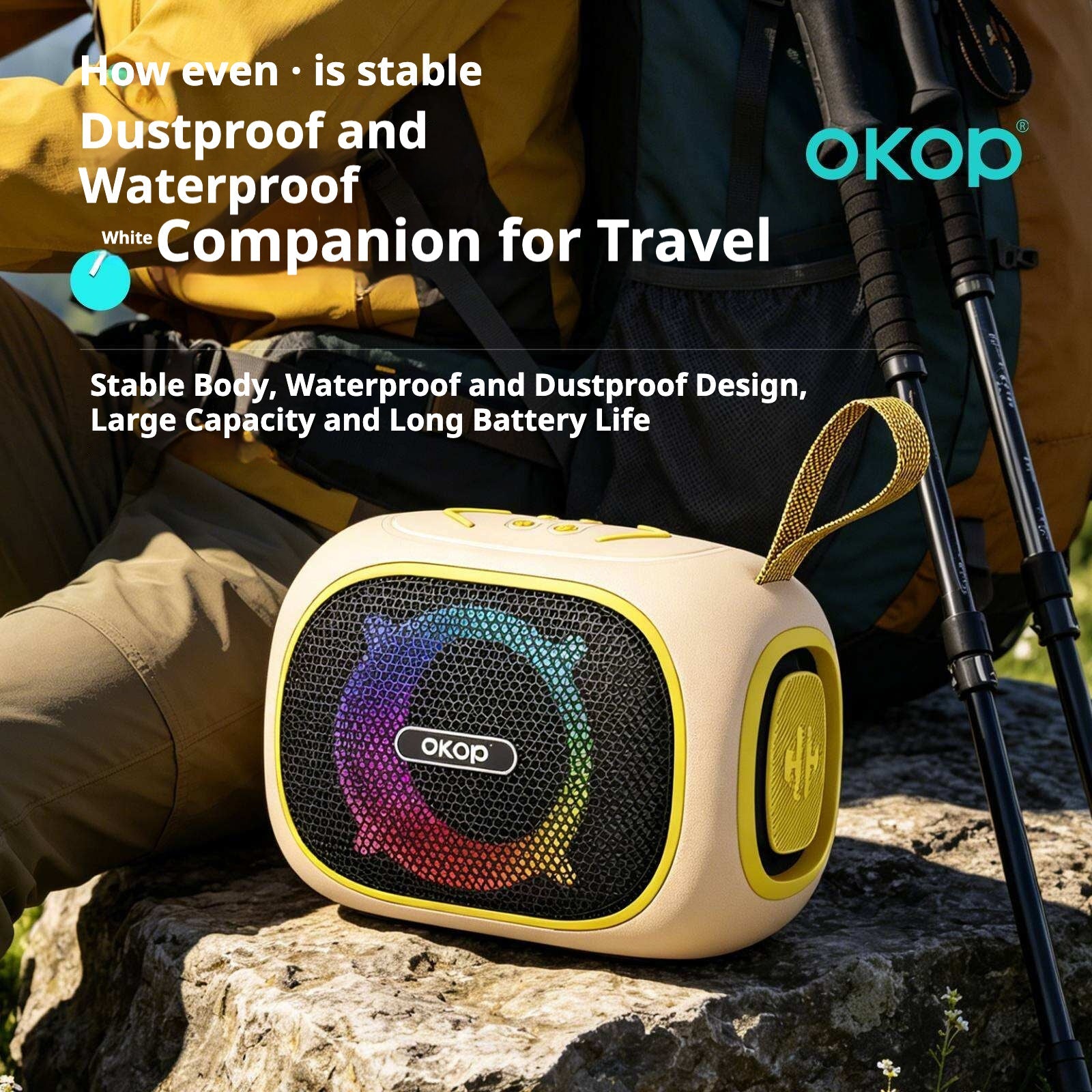 KP-853 New Wireless Bluetooth Speaker Long Battery Life Portable Handle RGB Lighting In Stock For Outdoor Parties