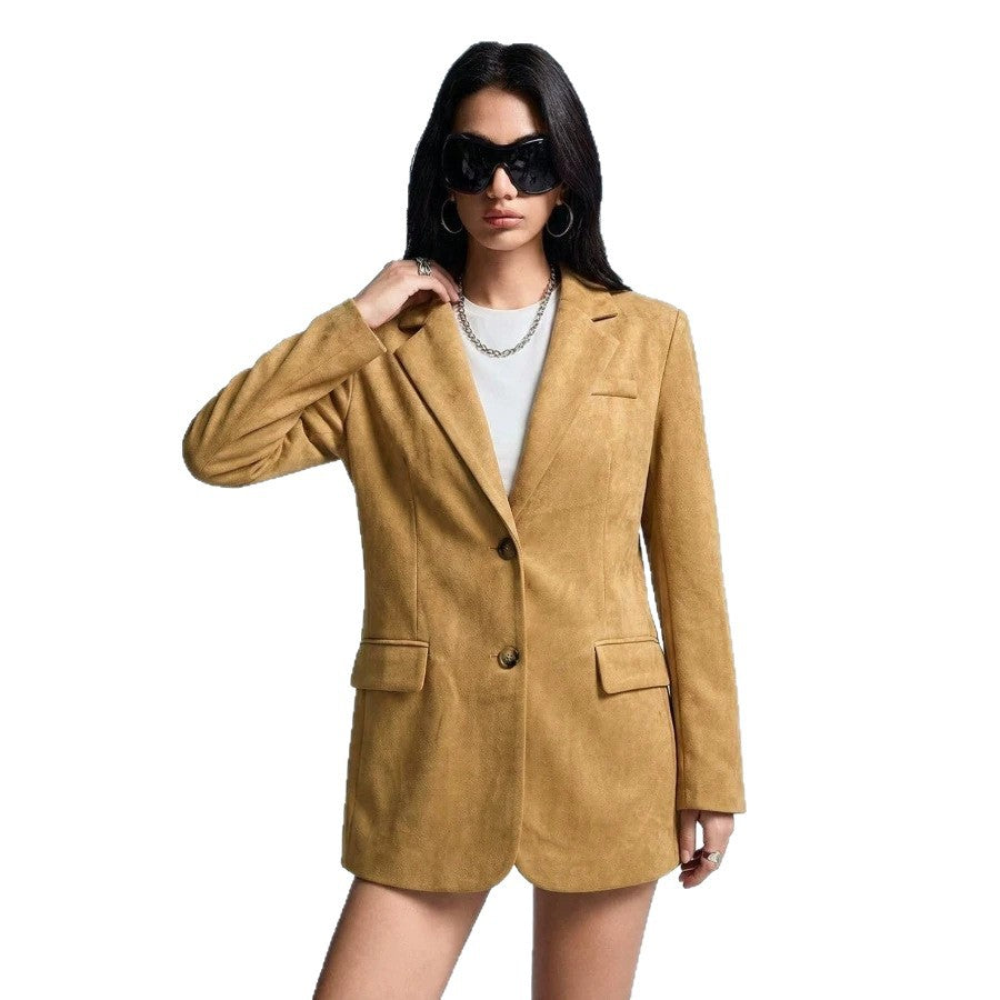 A Stylish Versatile Suede-blend Blazer