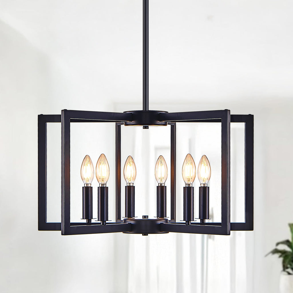 22" Modern Black Geometric Chandelier