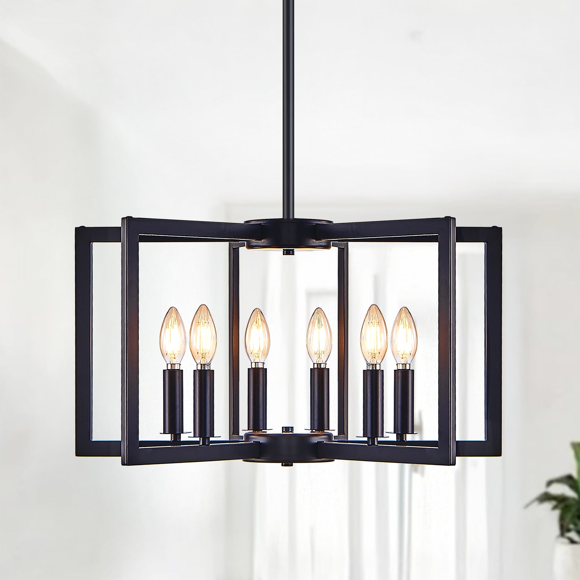 22" Modern Black Geometric Chandelier