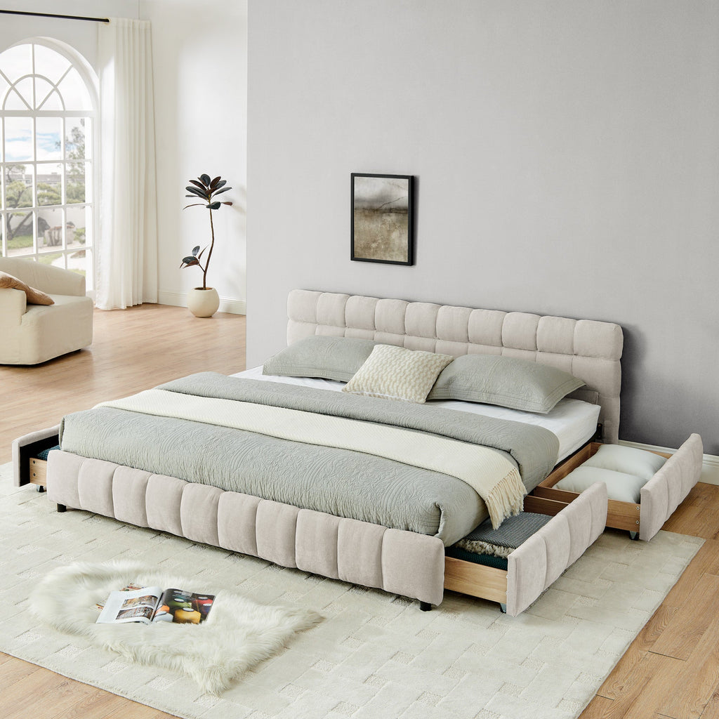 King Size Upholstered Bed with Storage