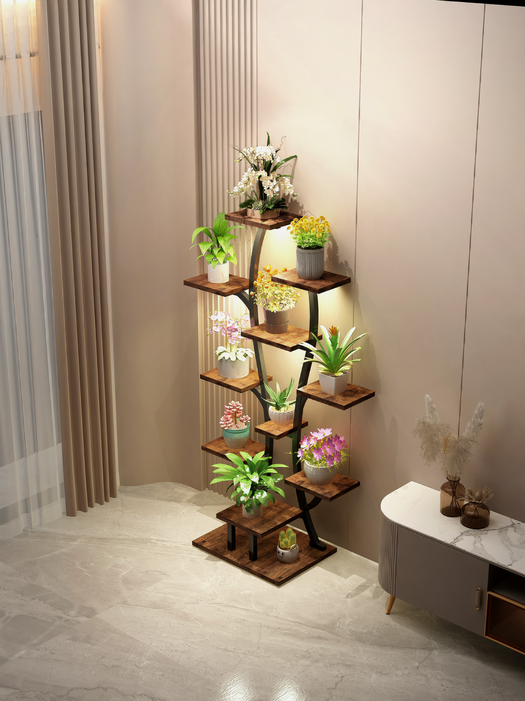 Vase Shape Plant Stand Indoor with Grow Lights