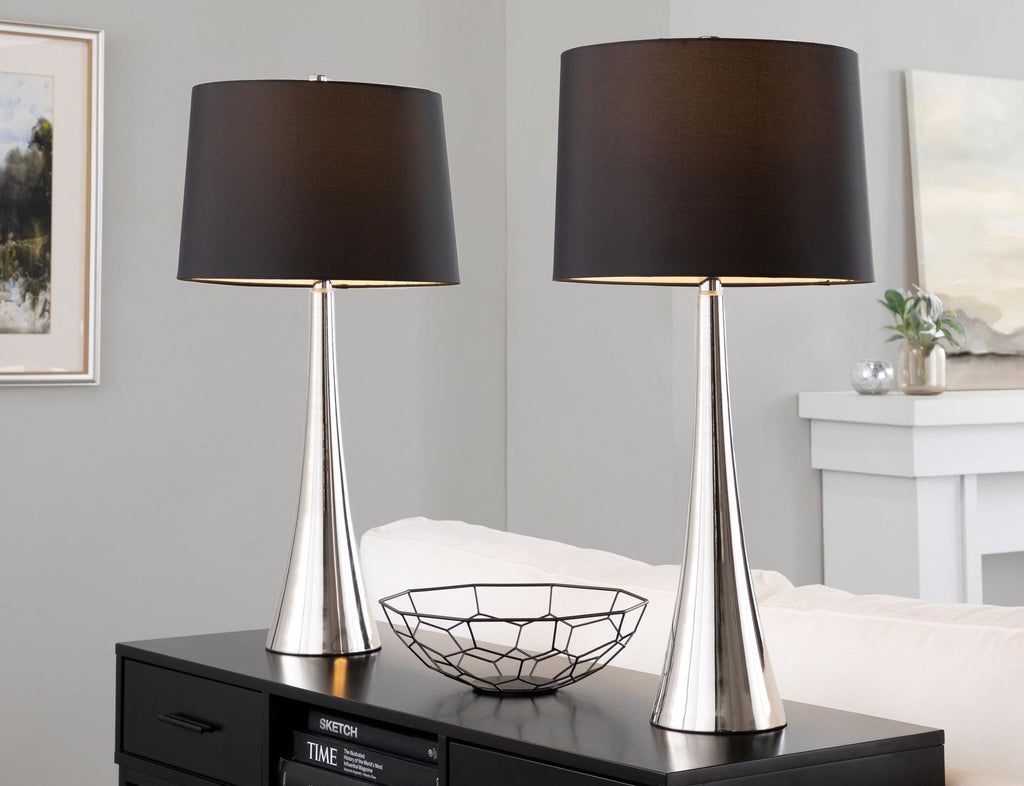 Diana 29" Contemporary Metal Table Lamp in Polished Nickel