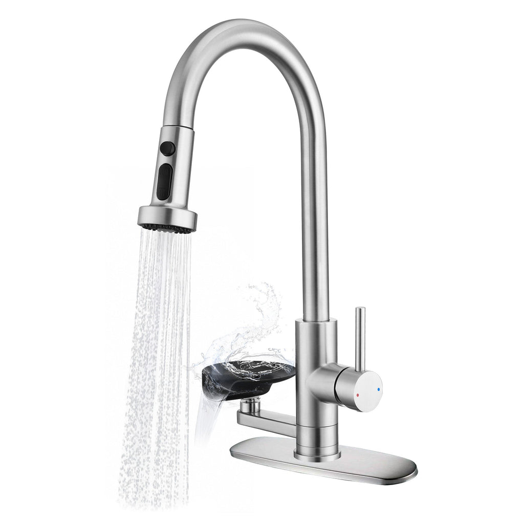 3-in-1 Kitchen Faucet with Press-Type Glass Rinser