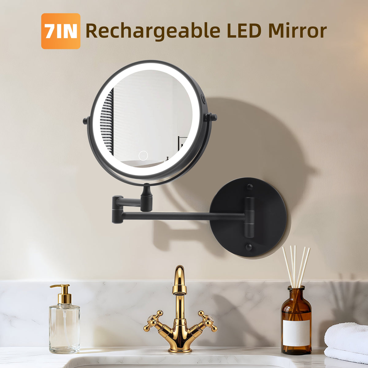 Rechargeable Wall Mounted Makeup Mirror