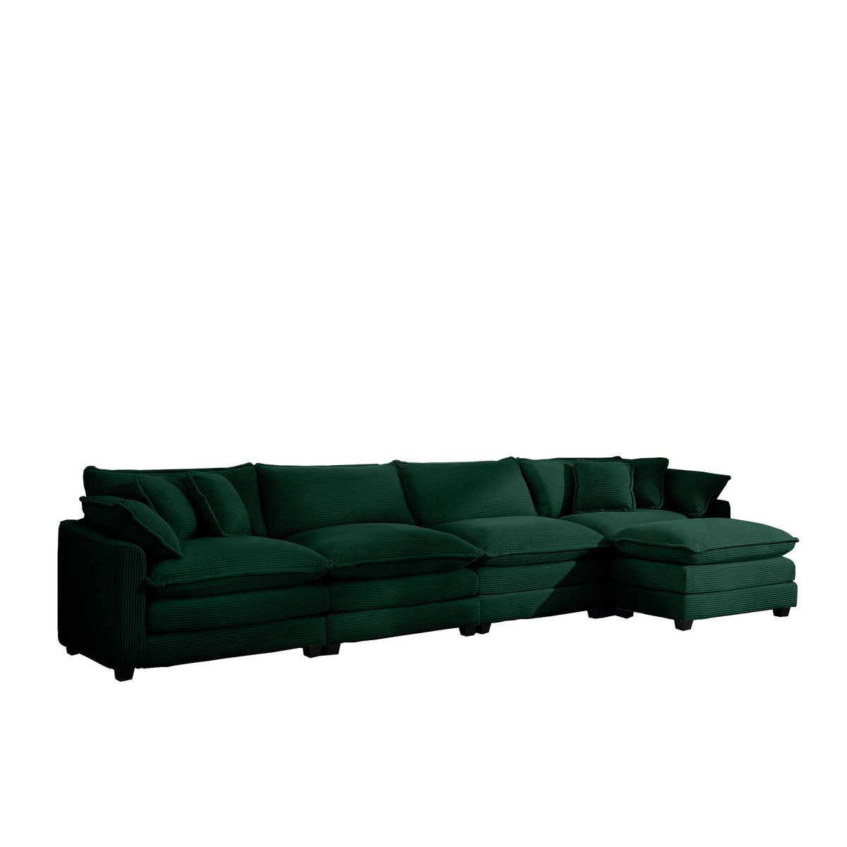Corduroy Sofa - Modern Upholstered 4 Seater with Footstool