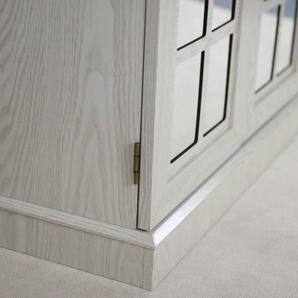 Storage Sideboard Cabinet with Decorative Acrylic Mirrored Doors