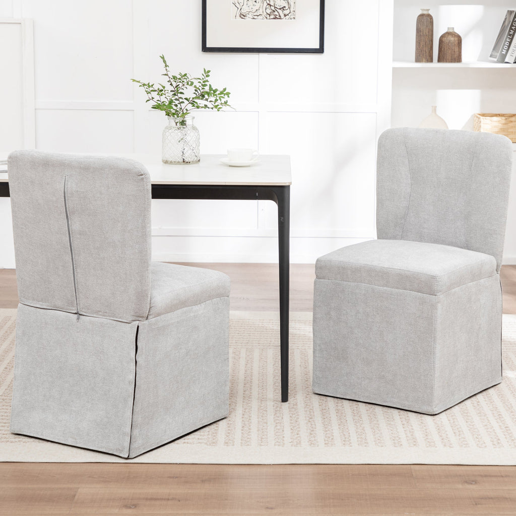 Linen Dining Chairs - Set of 2 Modern Fabric Side Chairs