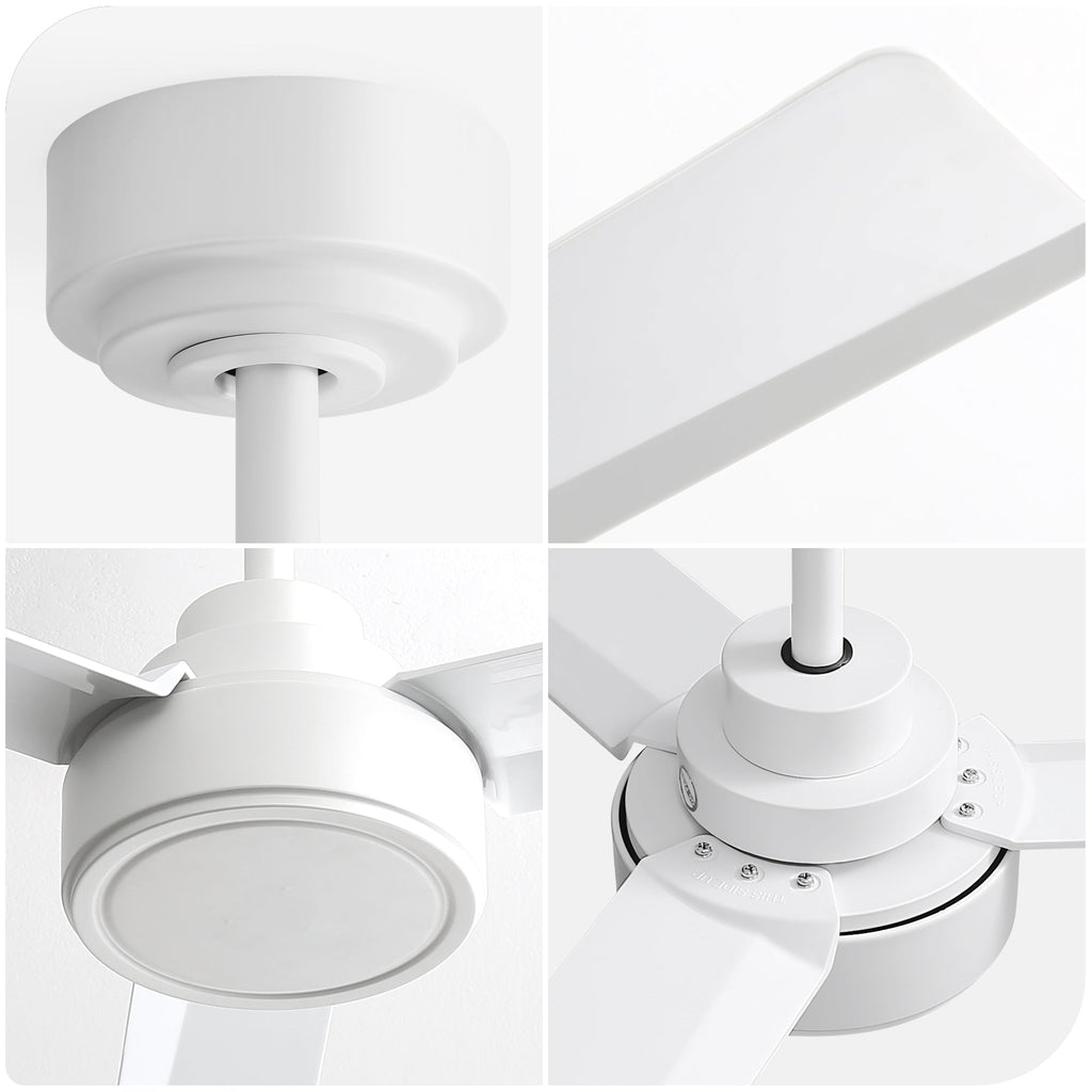 52" Ceiling Fan Without Light, 3 ABS Blades with Remote Control