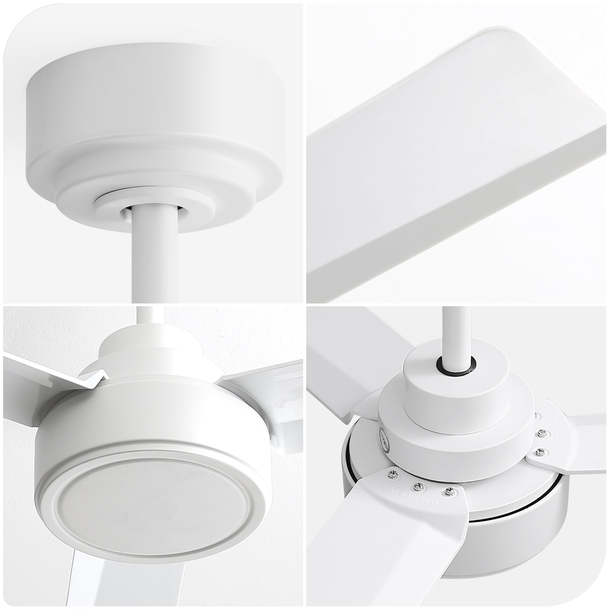 52" Ceiling Fan Without Light, 3 ABS Blades with Remote Control