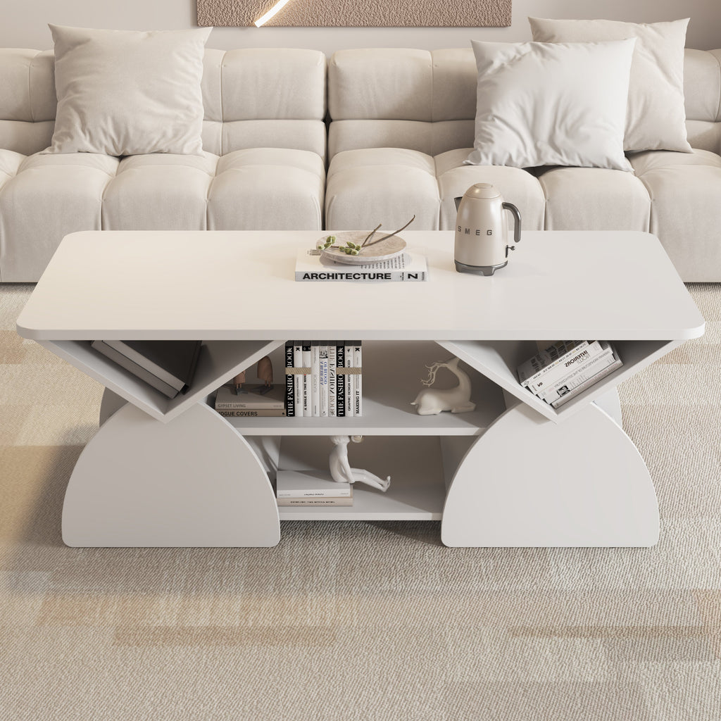 Engineered Wood Rounded Corner Rectangular Coffee Table