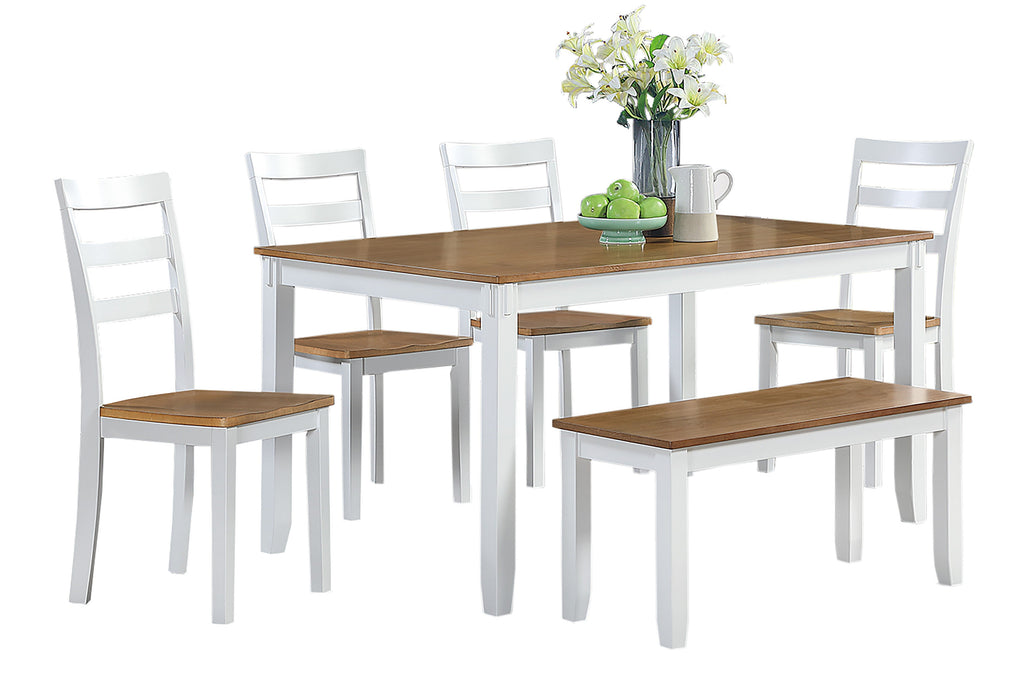 Contemporary 6pc Dining Set Table with 4 Side Chairs and Bench