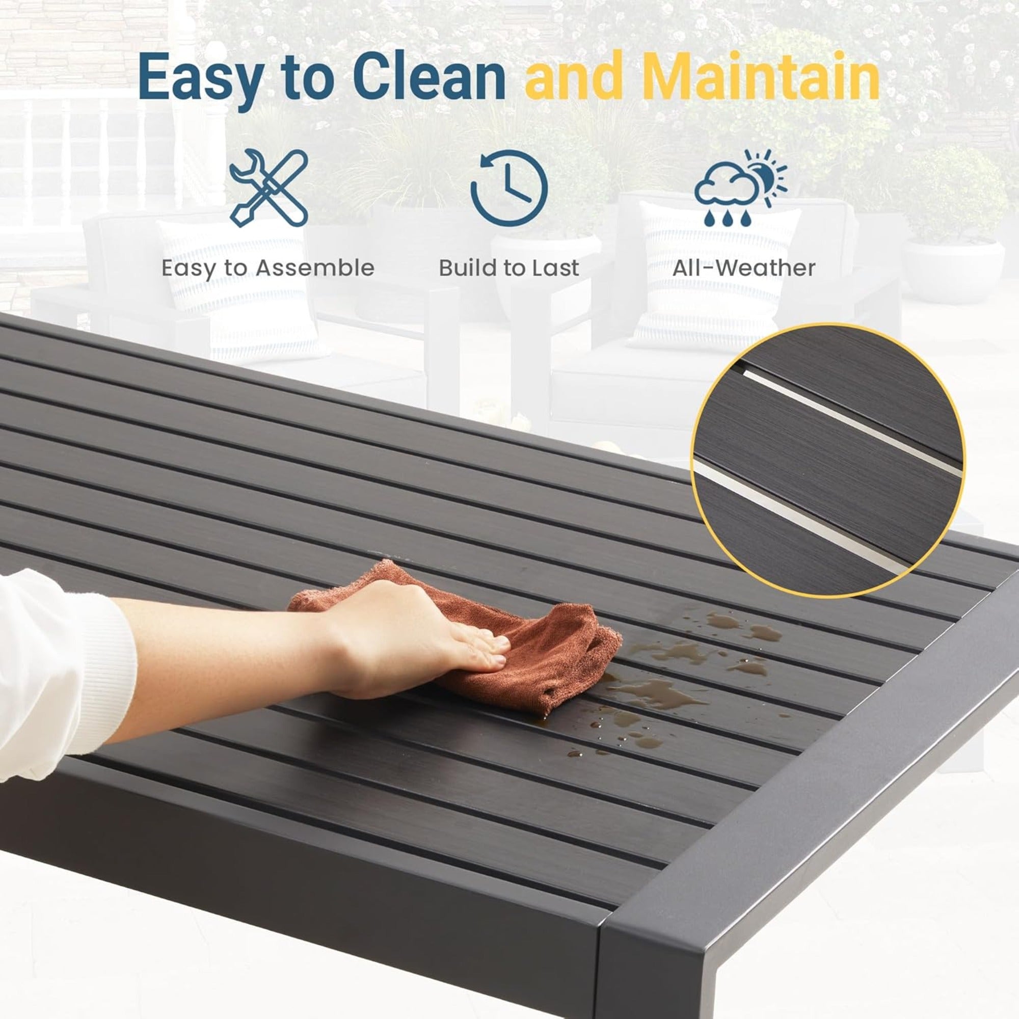 43" x 24" All-Weather Metal Outdoor Coffee Table