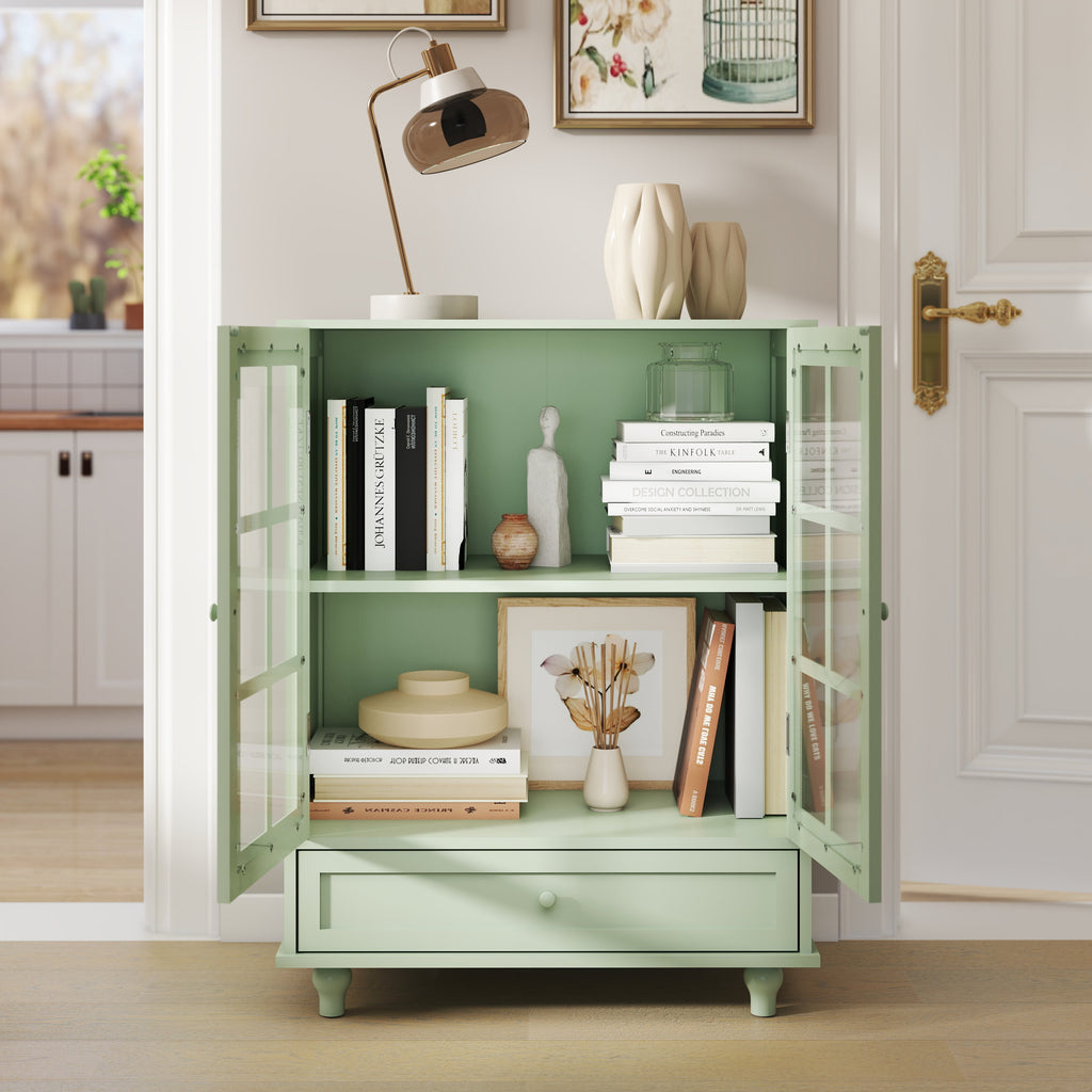 Minimalism Buffet Cabinet with Double Glass Doors
