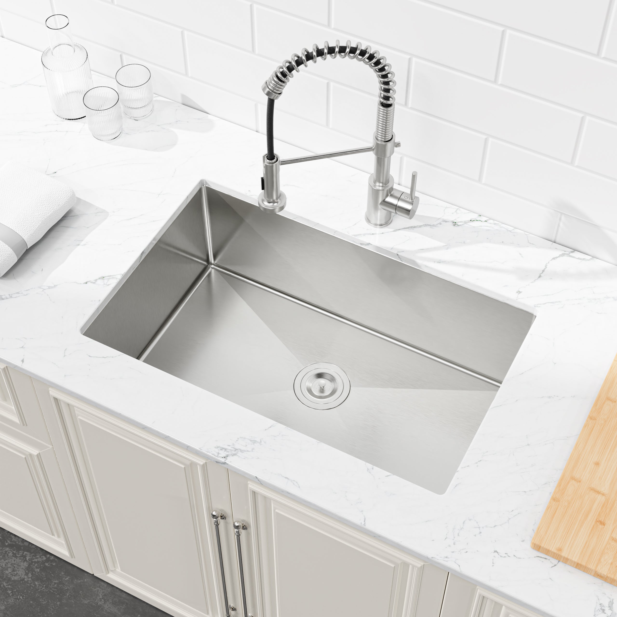 Stainless Steel Kitchen Sink, 30"x19" Drop In Single Bowl