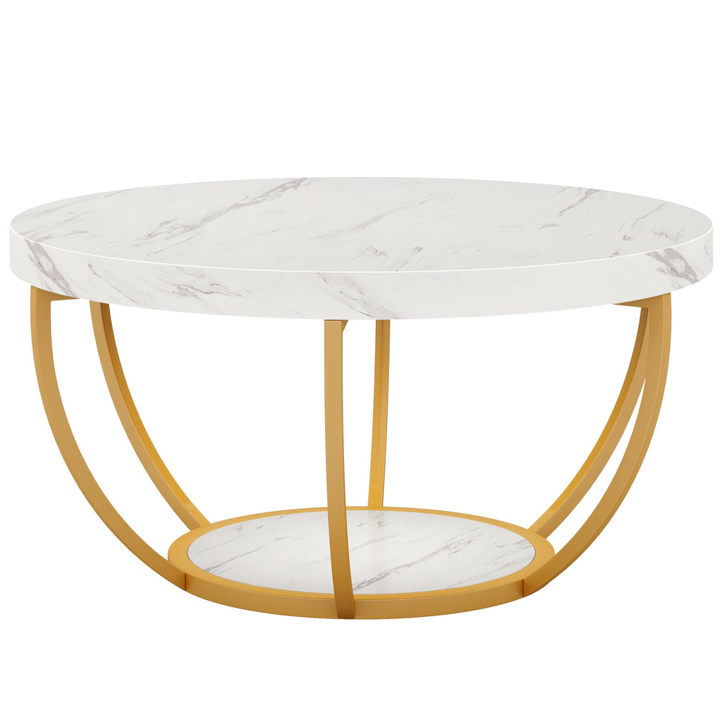 Modern Round Coffee Table - 31.7" 2 Tier Design