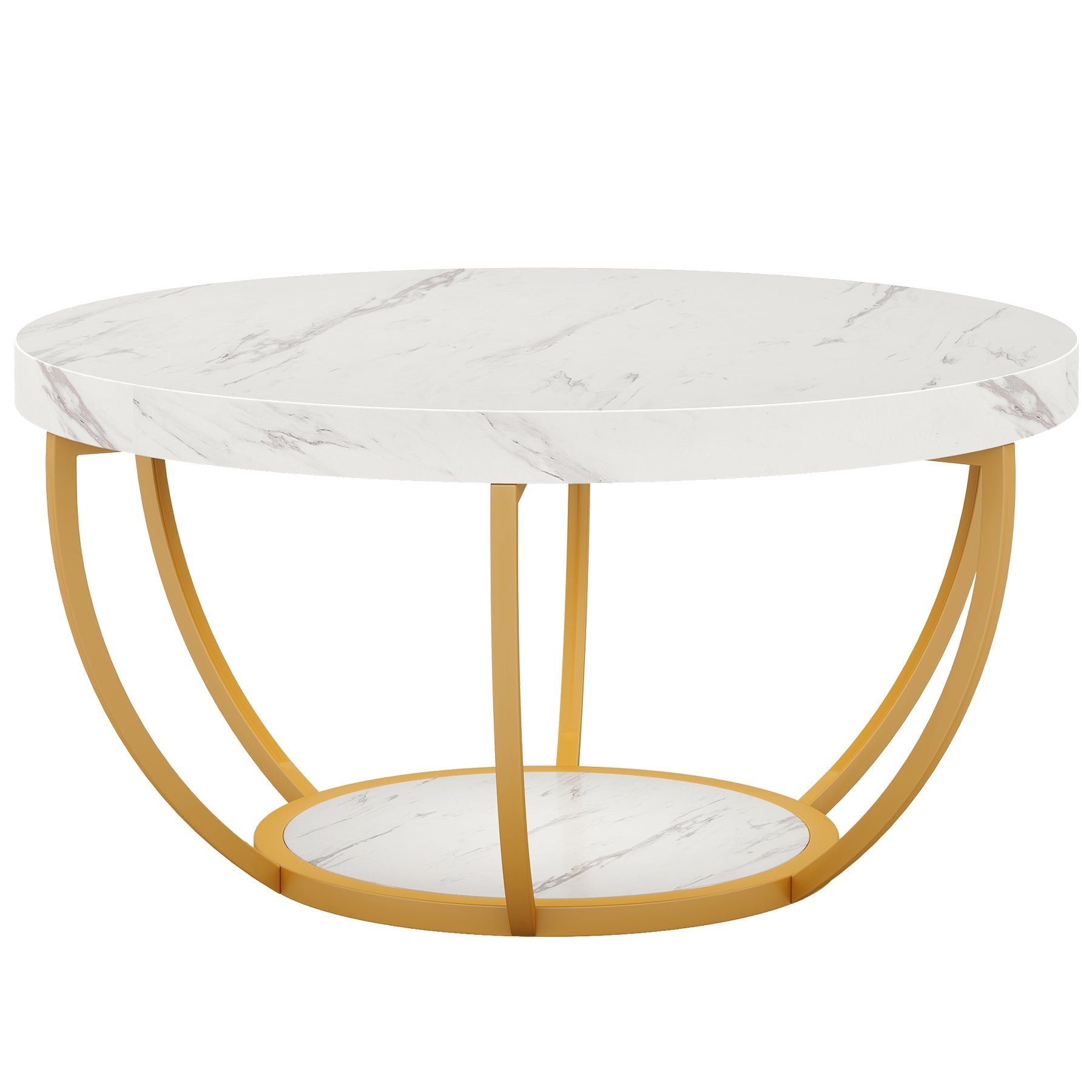 Modern Round Coffee Table - 31.7" 2 Tier Design